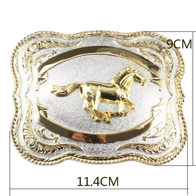 Boucle de ceinture cheval doré pour homme, Super grande, Double couleur, 3.8cm, boucles de ceinture 