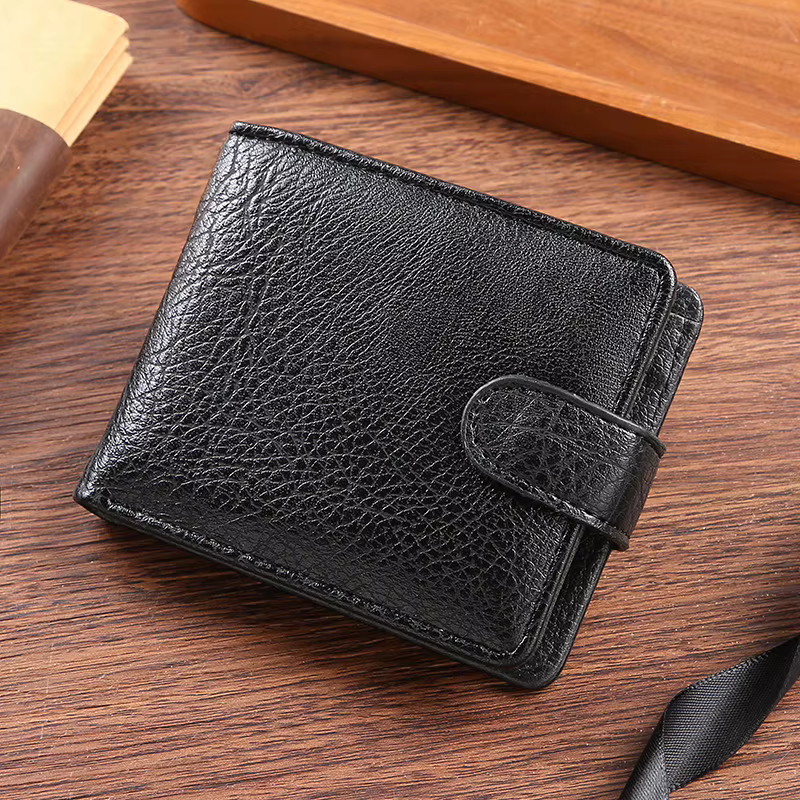 Portefeuille décontracté pour hommes en cuir à loquet court homme portefeuilles Durable pochette à m