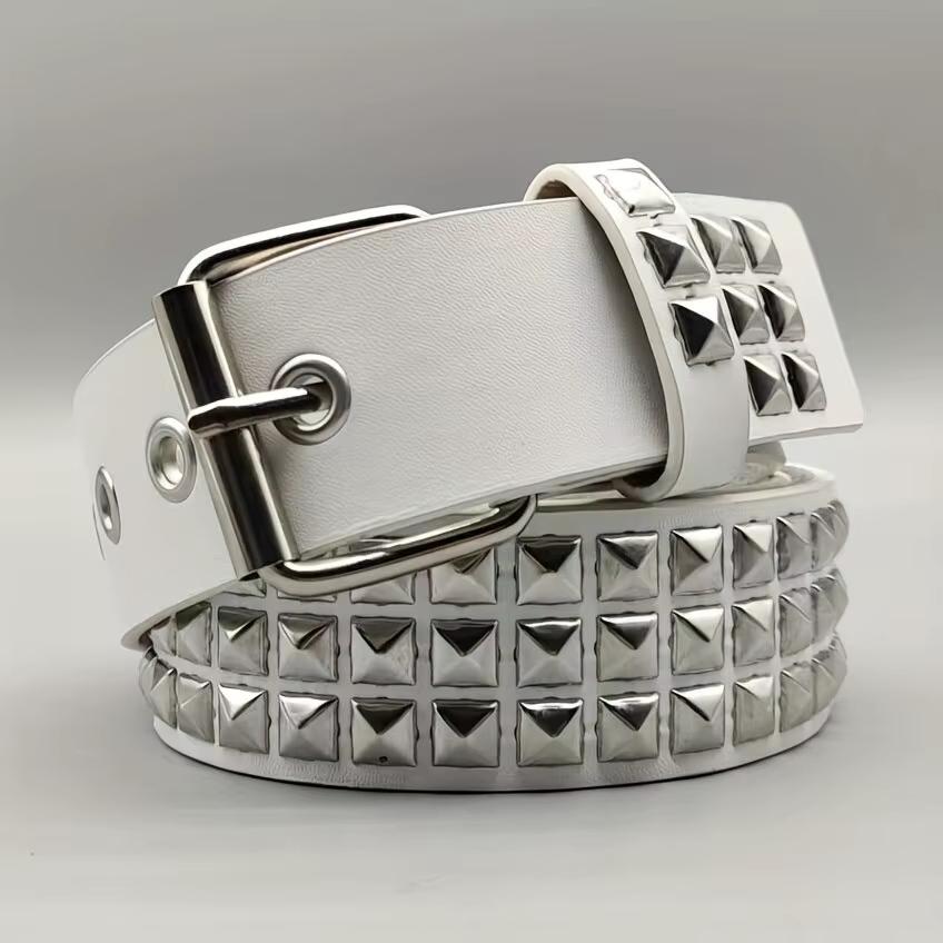 Mode nouvelle perle carrée Rivet ceinture métal pyramide ceinture hommes et femmes Punk matériel jea