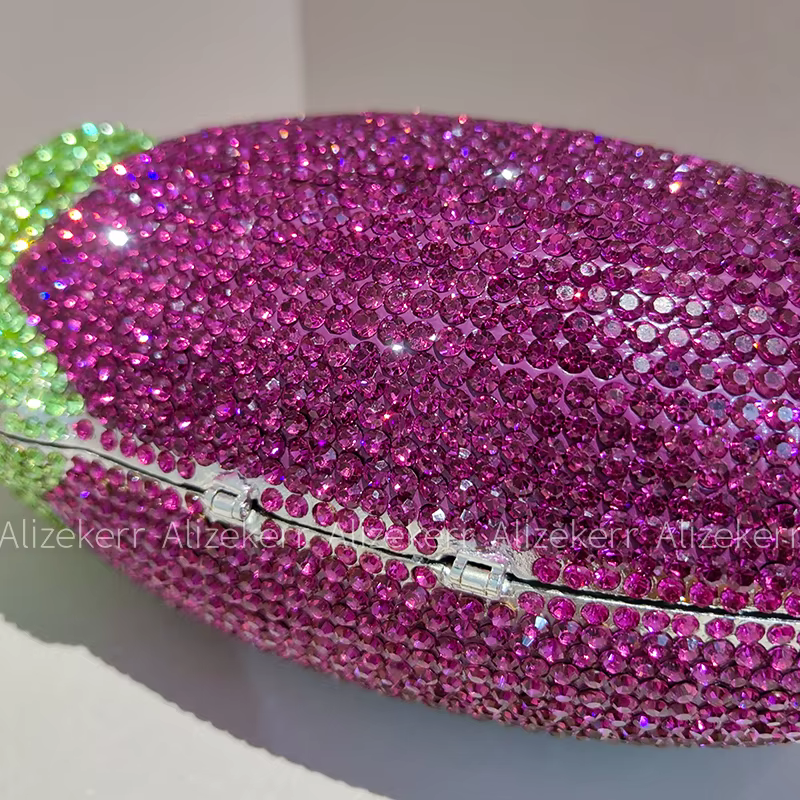 Sacs de soirée Alizekerr en forme d'aubergine pour femmes, magnifiques sacs à main en strass métalli