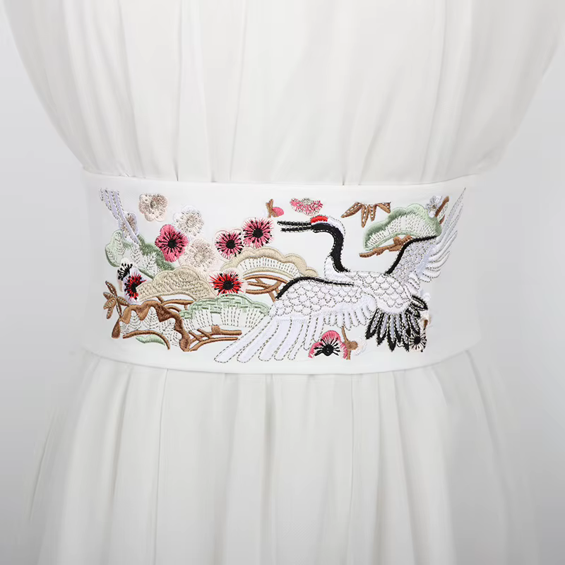 Ceinture large brodée pour femme, ceinture Boho, bande de taille en tissu, environnement pour robe