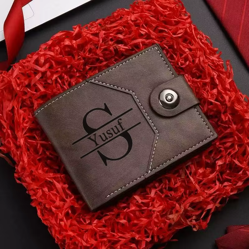 Portefeuille court pour homme en cuir PU personnalisé, ultra fin, porte-cartes de crédit, porte-cart