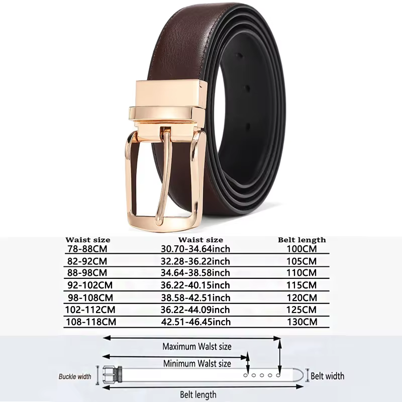 Ceinture réversible en cuir véritable pour hommes, de haute qualité, Vintage, luxe, Coolerfire, HQ10