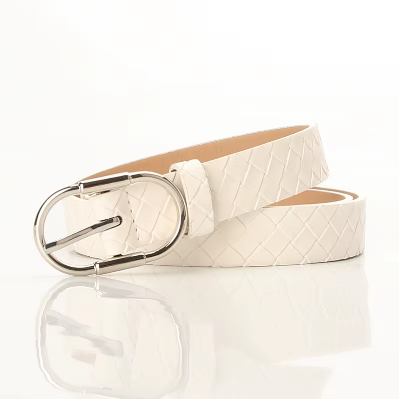 Ceinture en PU tressée tendance et unique pour femmes avec boucle en alliage, ceintures minimalistes