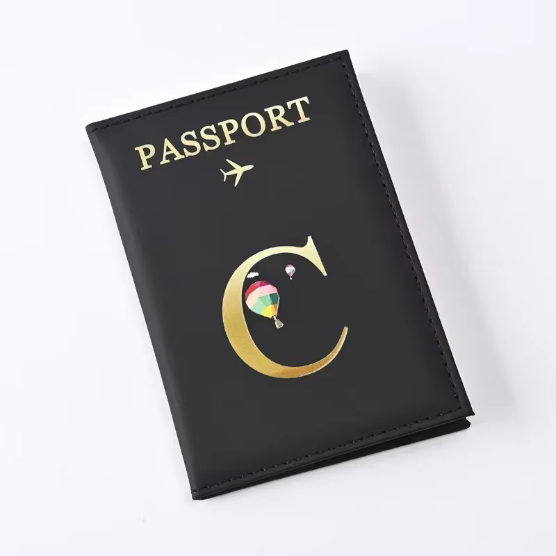Couverture de passeport en cuir avec lettres imprimées pour hommes et femmes, porte-passeport, Clip