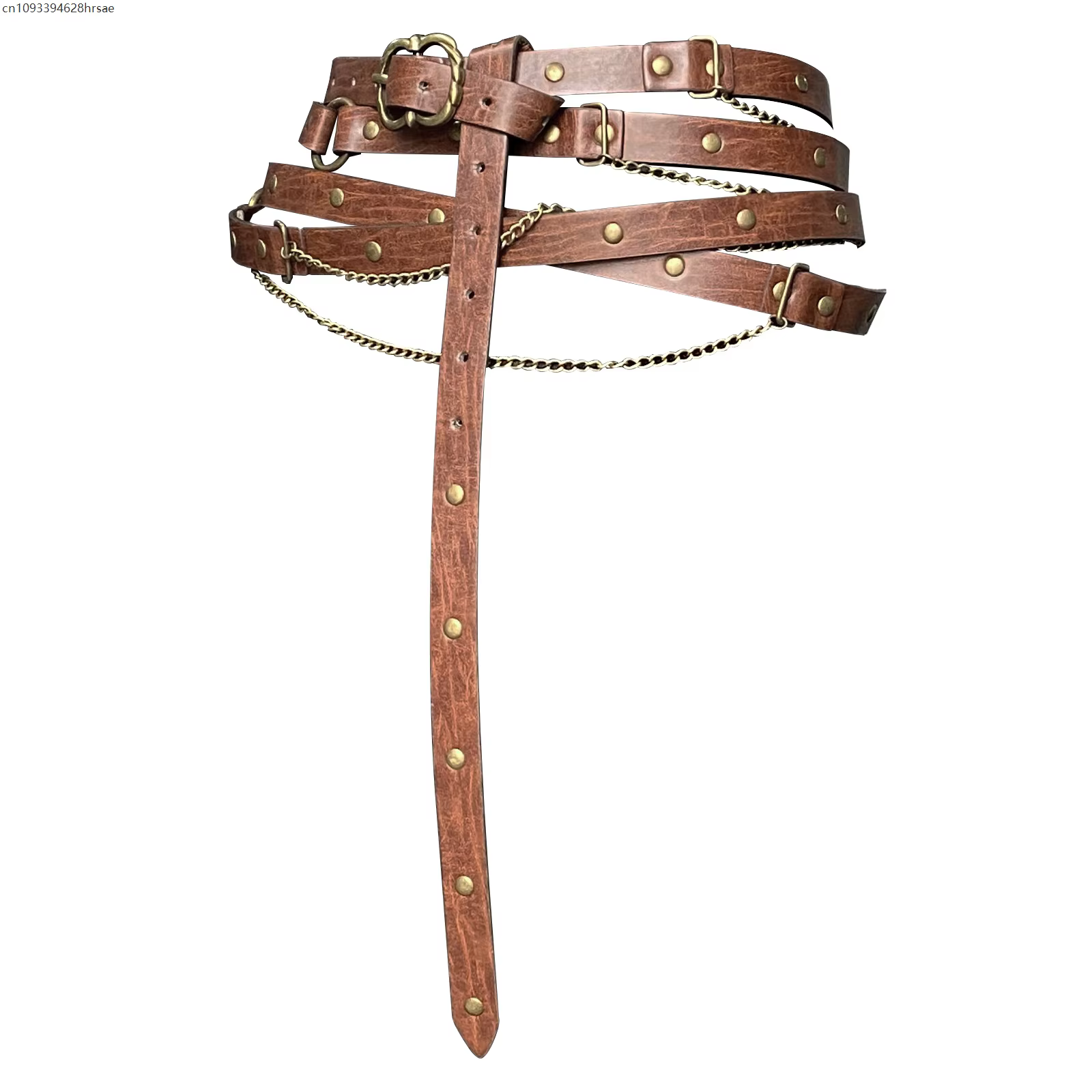 Ceinture à chaîne en simili cuir médiévale, ceinture fine réglable vintage pour femmes, ceinture fin
