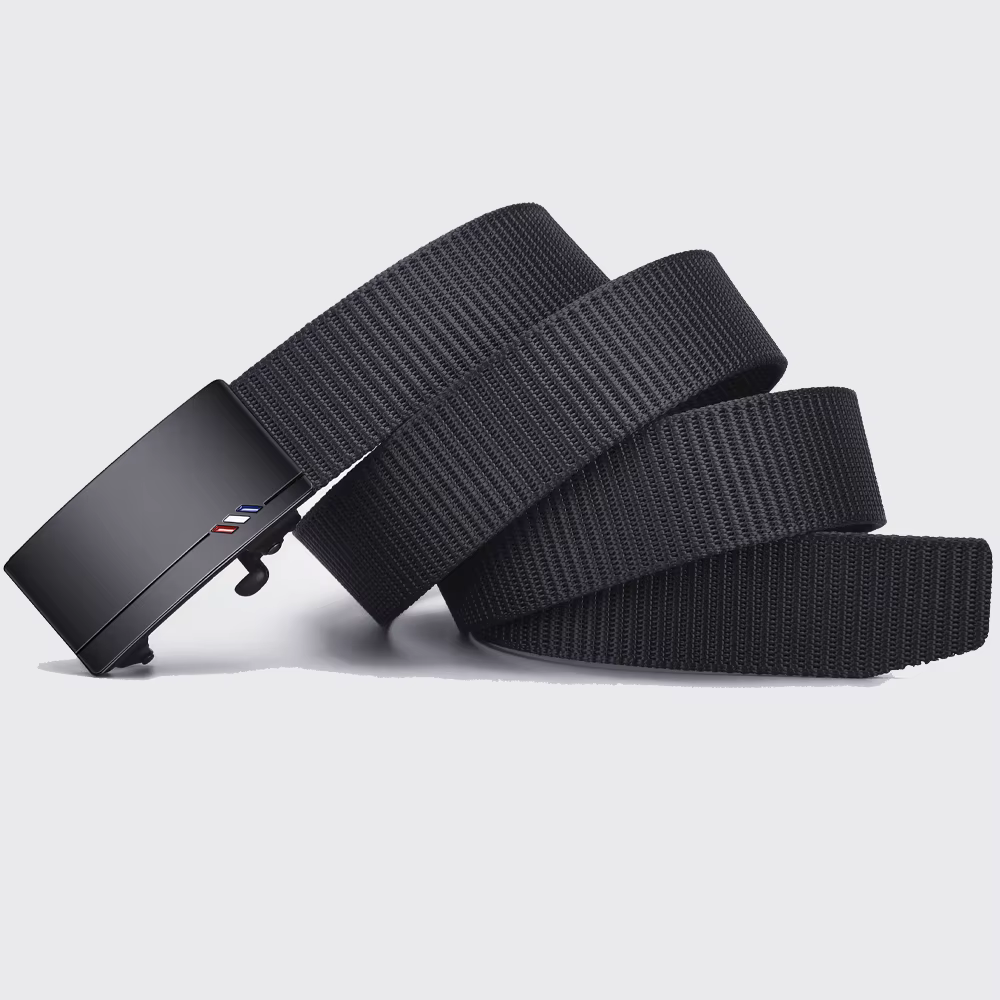 Ceinture en toile tissée pour hommes, 2 pièces, boucle automatique, ceinture décontractée, douce et