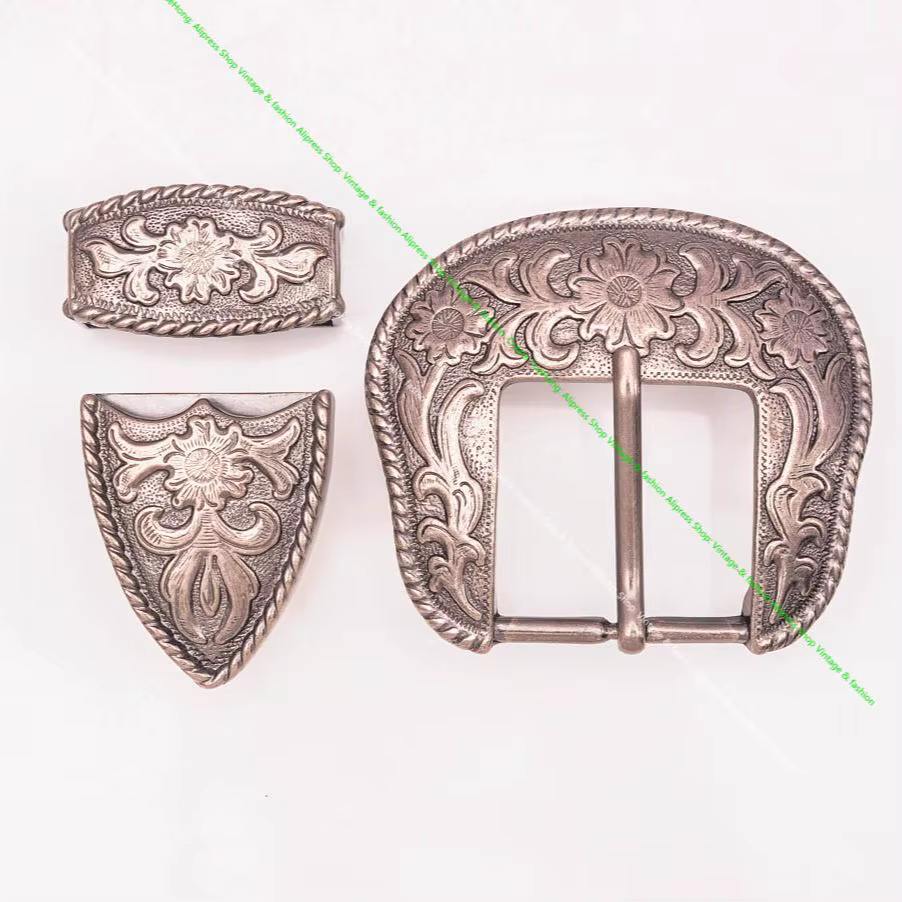 Boucle ardillon de barre d'extrémité en argent massif, ensemble de 3 pièces, bricolage, maroquinerie