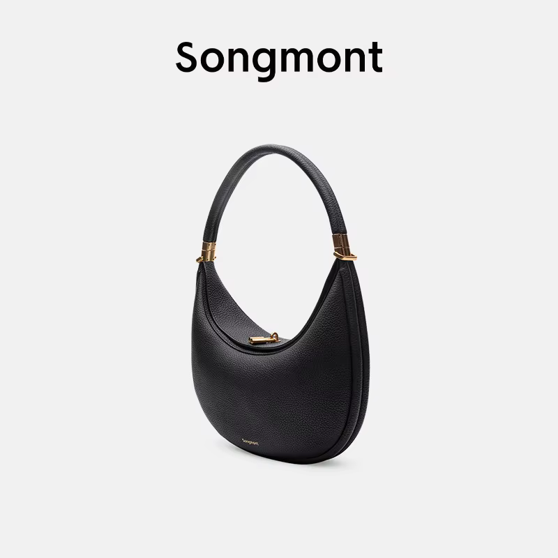 Songmont dames sac à bandoulière motif litchi en cuir souple matériel doré Niche haut de gamme sac s