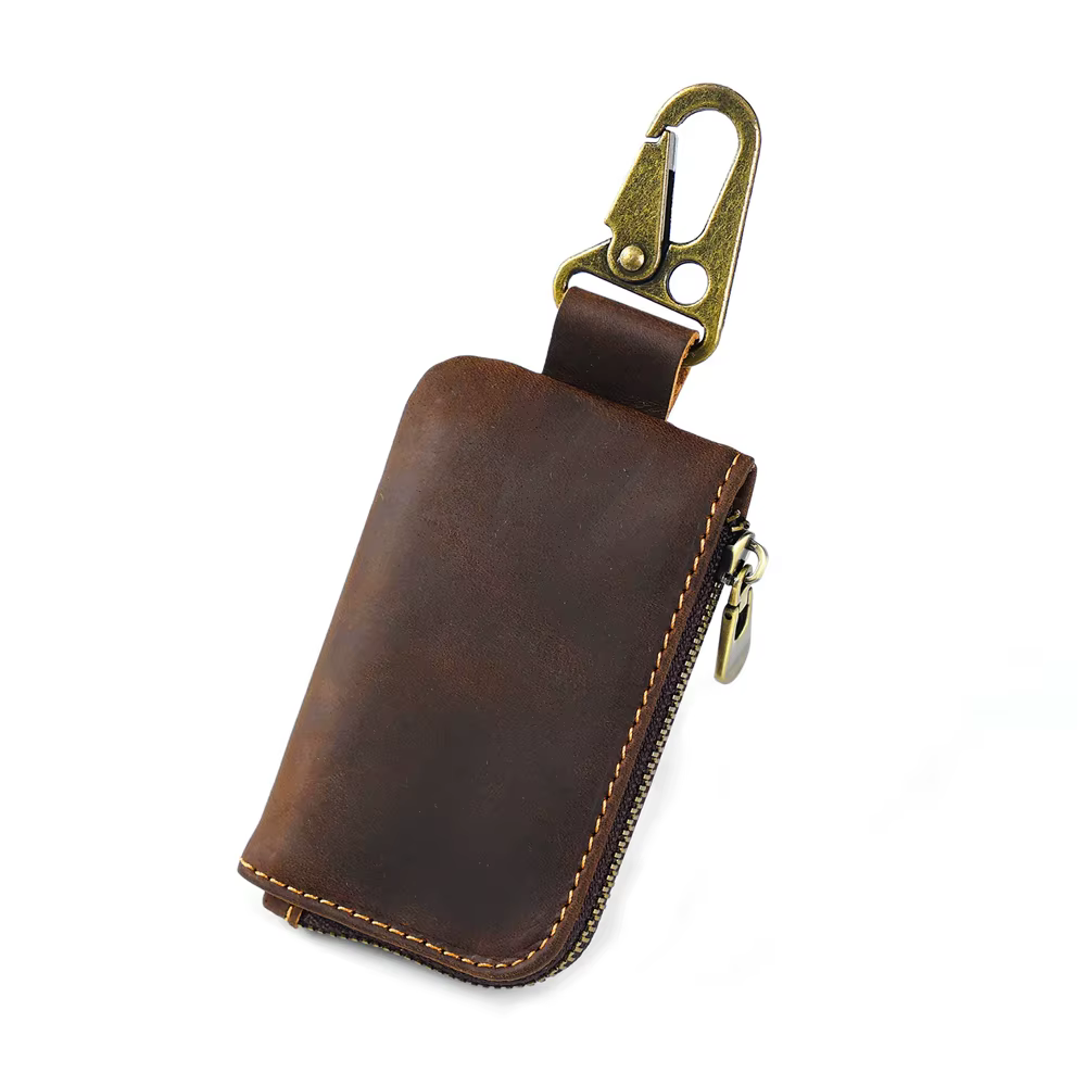 Porte-monnaie multifonctionnel en cuir avec porte-clés, portefeuille avec mousqueton pour pièces de 
