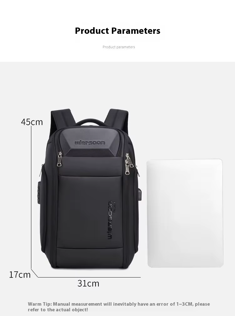 Sac à dos d'affaires 35 L pour hommes, étanche, grande capacité, voyage d'affaires, mot de passe mul