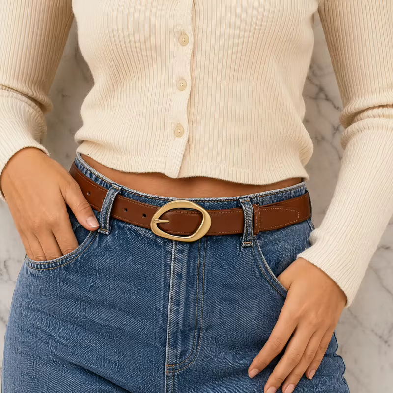 Nouvelle ceinture pour femme à boucle ardillon, version niche, ceinture décorative polyvalente, tend
