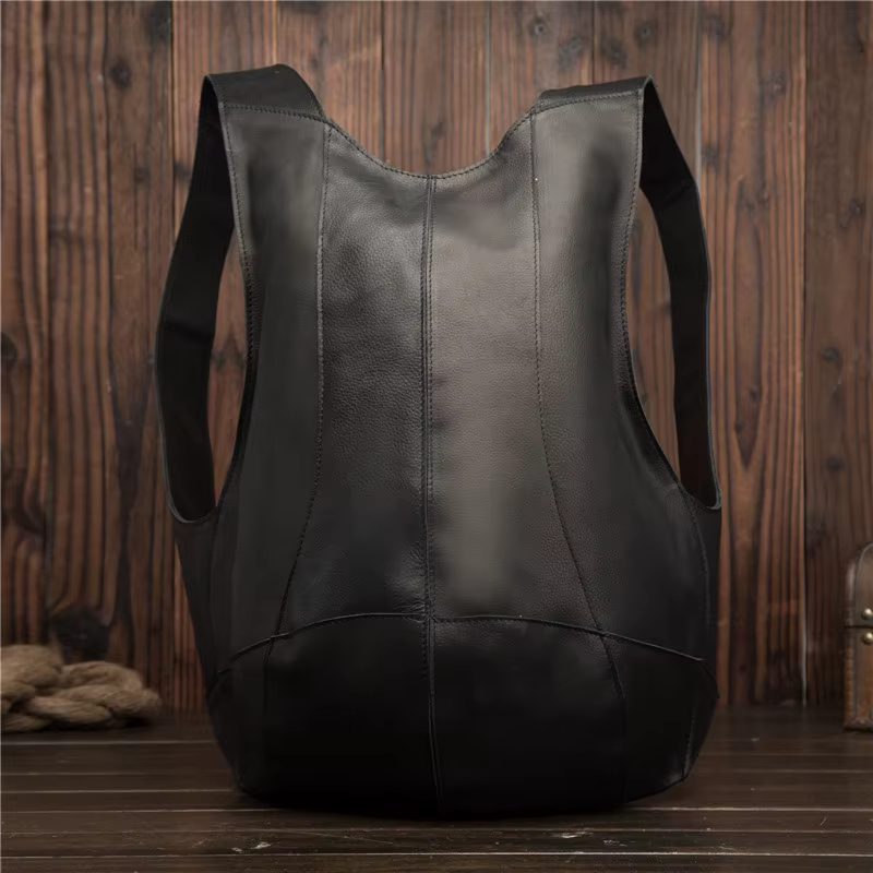 2108 hommes Crazy Horse cuir cuir cuir de vachette sac à dos rétro décontracté marron foncé sac à do