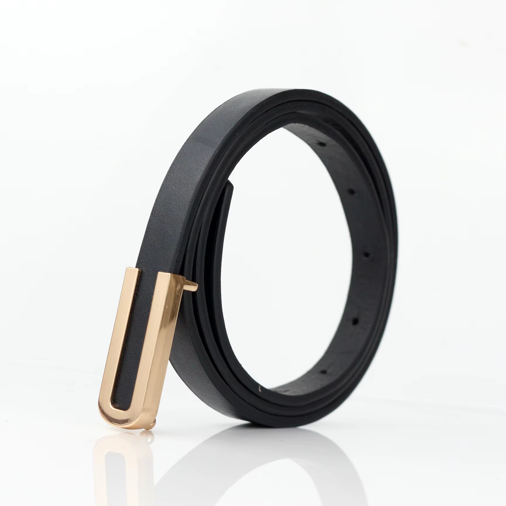 Ceinture fine en cuir noir pour femmes, 100cm, à la mode et polyvalente, robe décorative, costume Si