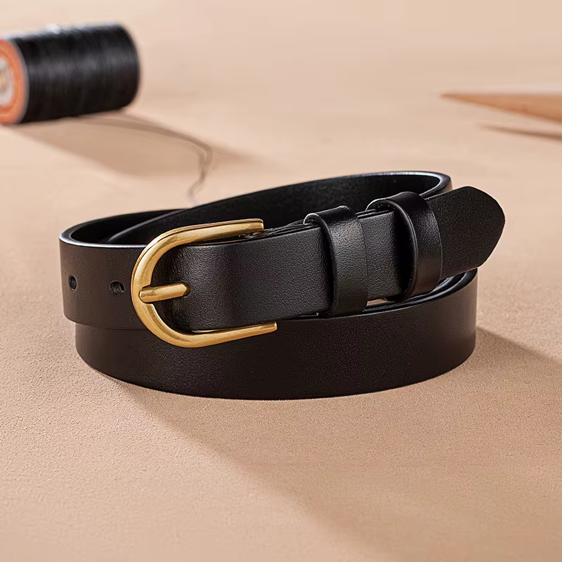 Ceinture en cuir de vachette véritable pour femme, ceinture habillée pour femme, ceinture fine, arge