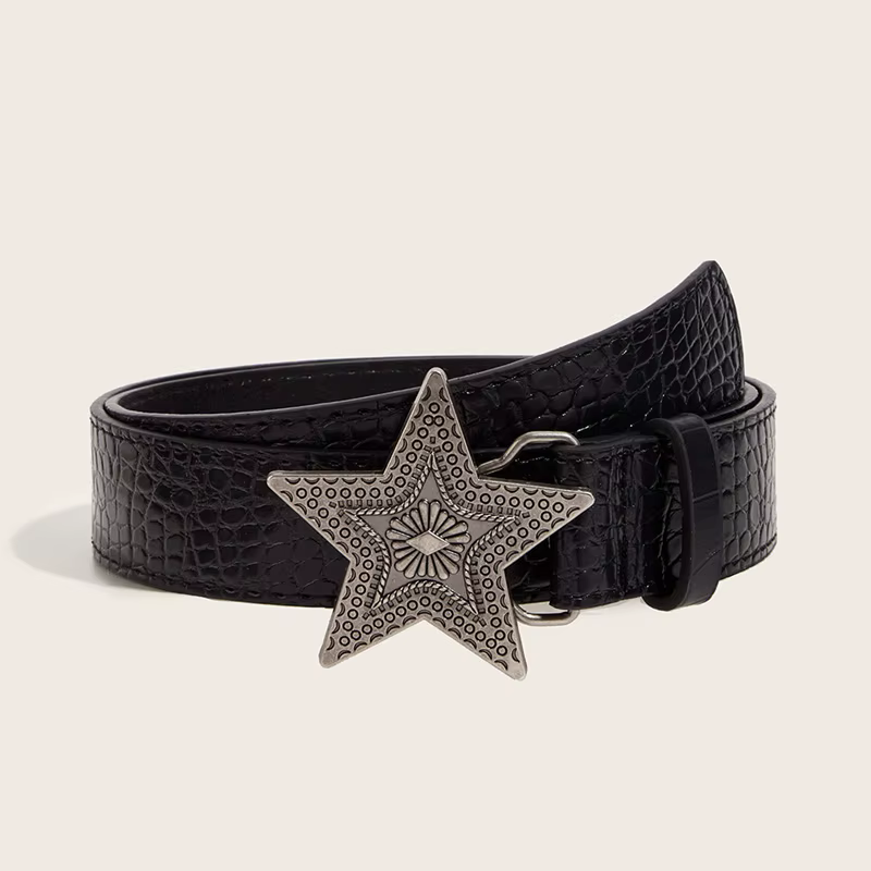 Ceinture rétro Hip-hop pour femmes, largeur 3.3cm, gothique, Punk, boucle étoile à cinq branches, ce