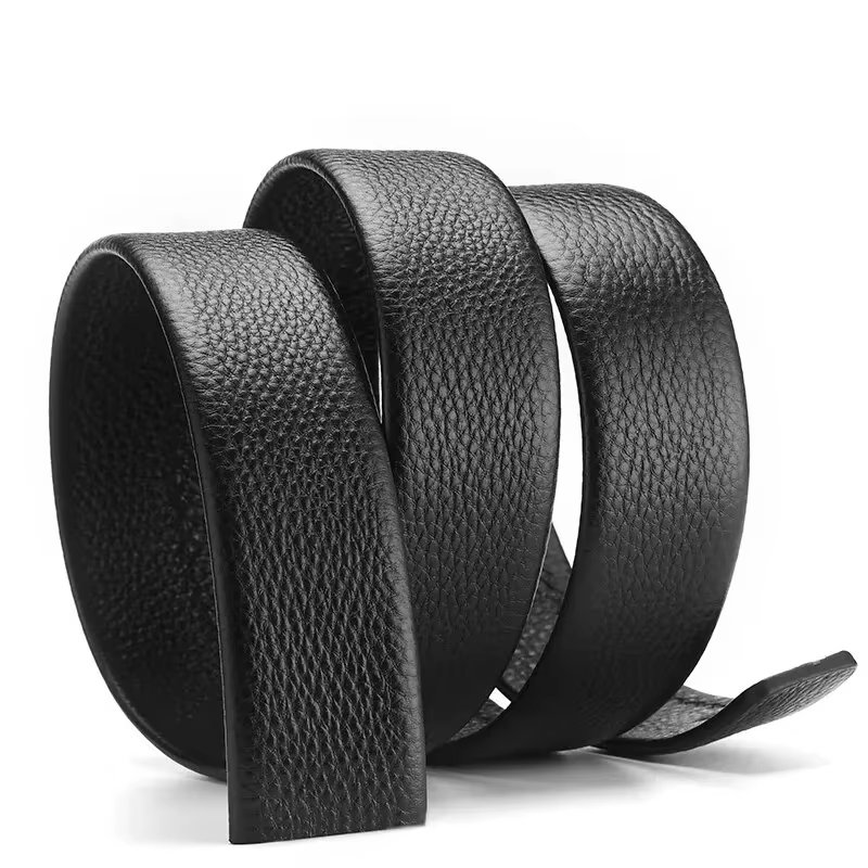 2 pièces ceinture pour hommes mode sans boucle ceintures haut de gamme noir souple en cuir PU hommes