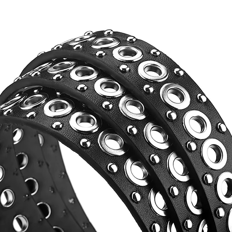 Ceinture fine à rivets pour femmes, à la mode, avec boucle à aiguille personnalisée, tendance de rue