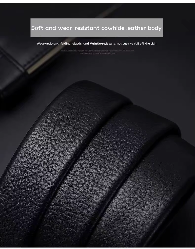 Ceinture en cuir de vache, ceinture en cuir pour hommes, boucle automatique, couche supérieure pour