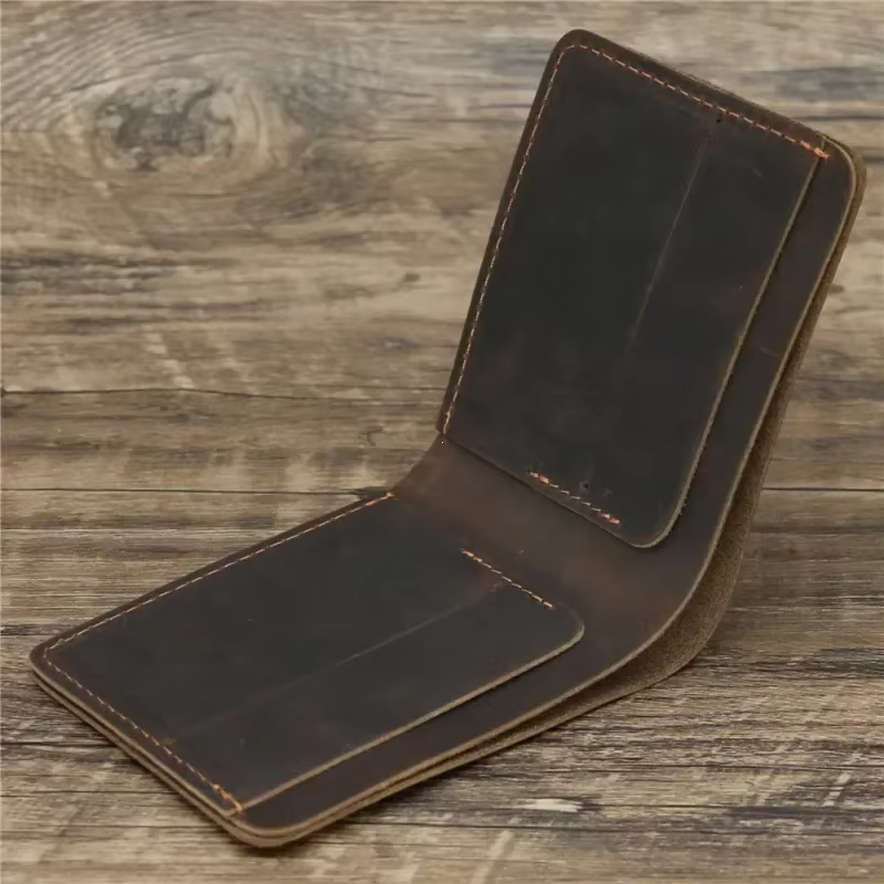 Portefeuille en cuir Crazy Horse pour hommes, portefeuille en cuir véritable, sac à cartes, Style ré