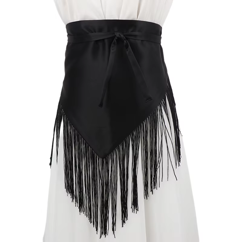 Femmes rétro glands ceinture large ceinture danse hanche écharpe mode Triangle frange Corset chemise