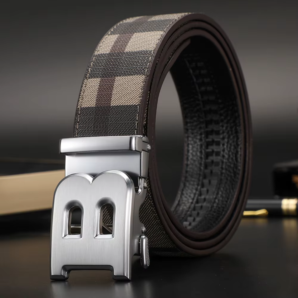 Haute qualité hommes ceinture concepteur en cuir véritable ceintures mâle métal automatique boucle d