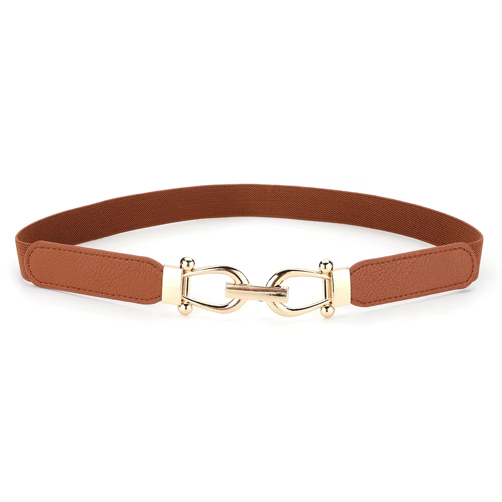 Ceinture Slim boutonnée dorée pour femmes, avec jupe et chemise, rétro, élastique, taille fine, join