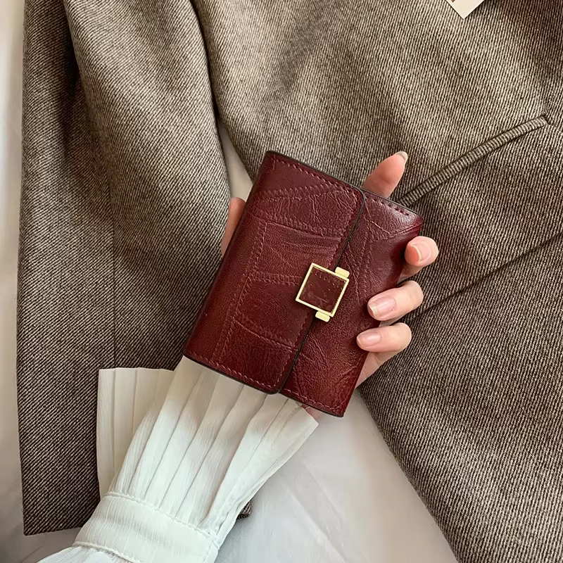 Femmes portefeuille Vintage court en cuir petit sac à main Mini femme mode multi-carte porte-carte p