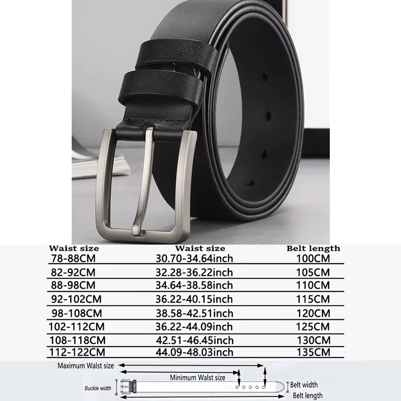 Ceinture pour homme en cuir véritable, ceinture de luxe pour pantalon, ceinture noire pour jeans, ce