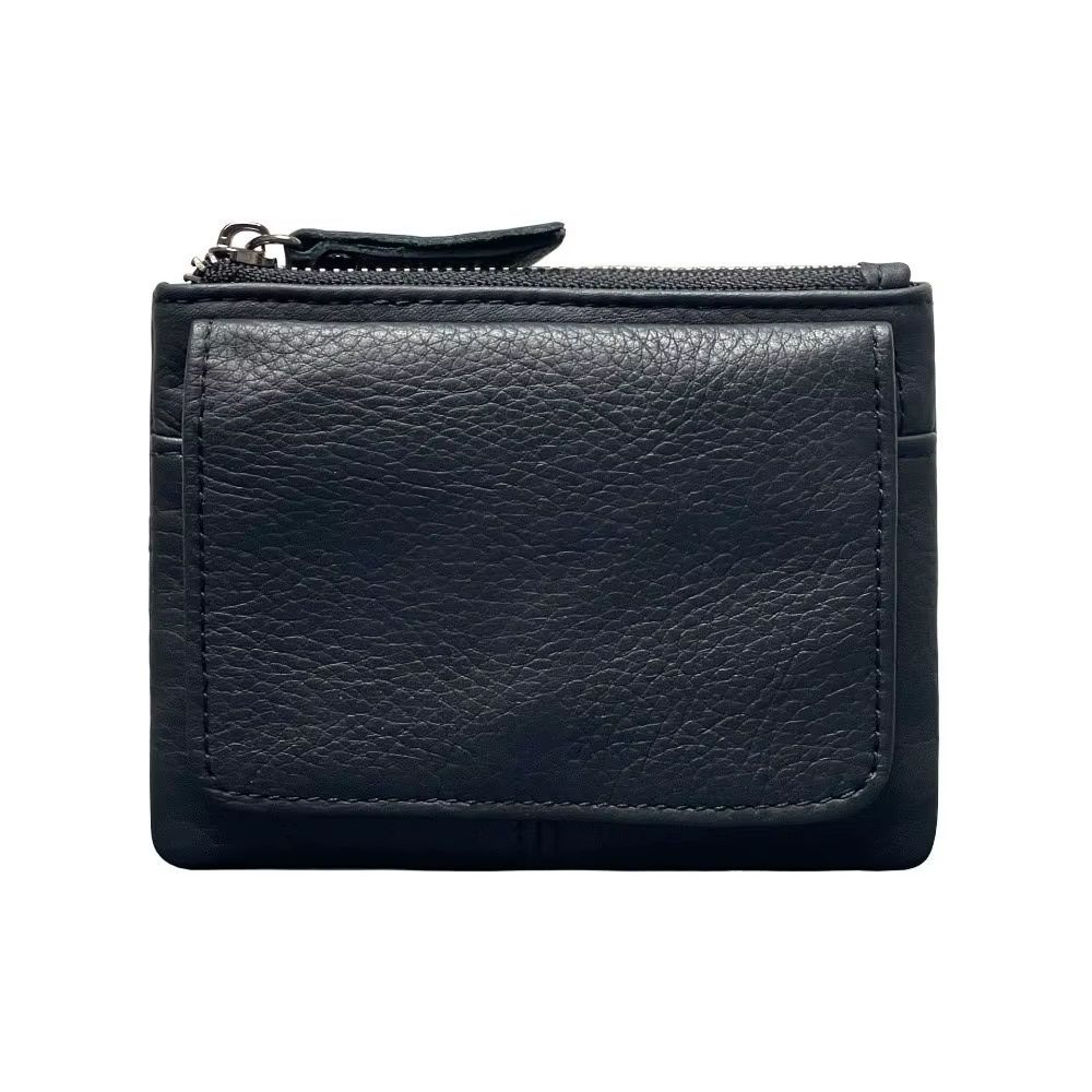 Porte-monnaie en cuir véritable de couleur unie créatif Minimaliste Petit portefeuille court Multifo