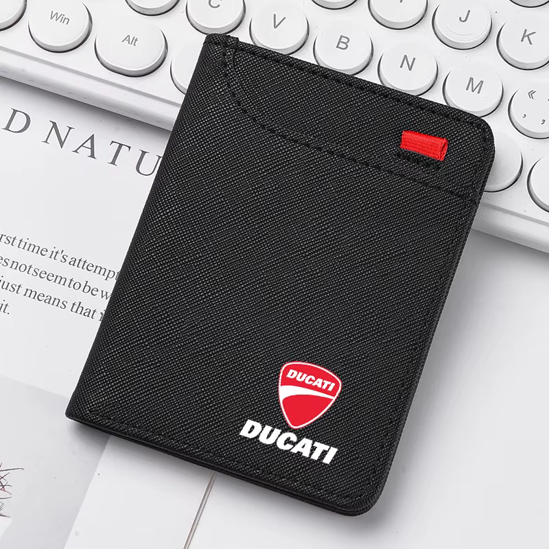 Mini porte-monnaie en cuir pour cartes de crédit, portefeuille portable avec emblème Ducati, portefe