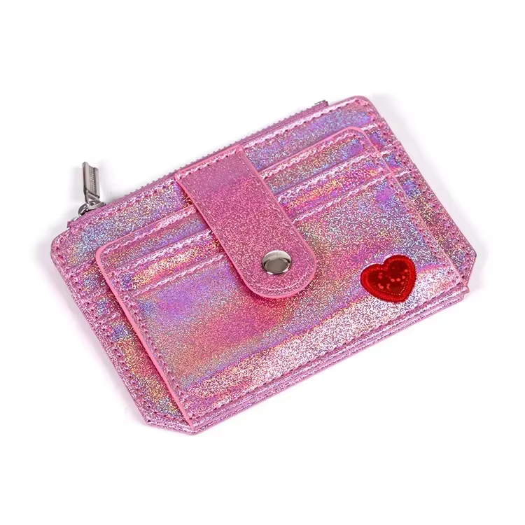 Porte-monnaie à fermeture éclair pour femmes, Mini portefeuille mignon, porte-cartes, coréen Laser P