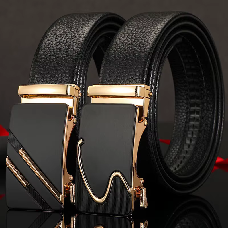 Ceinture en cuir pour hommes, métal, structure automatique, marque de luxe, design de mode d'affaire