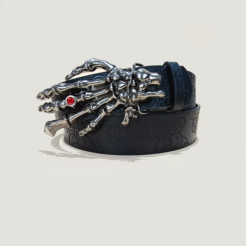 Ceinture en cuir Punk crâne grande taille pour femmes et hommes, Harajuku gothique Y2K, squelette en