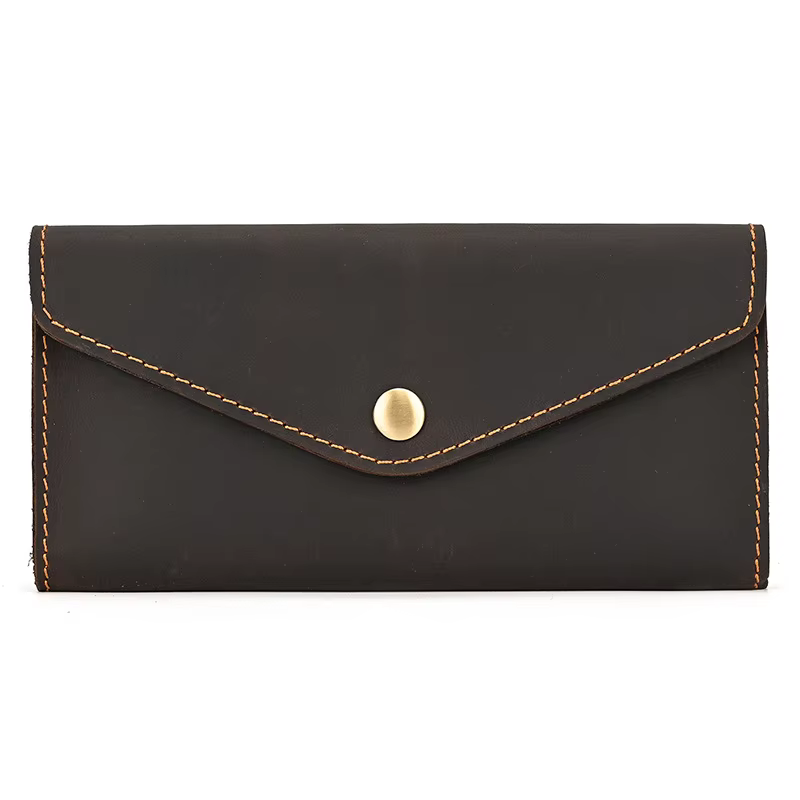 Portefeuille de luxe pour homme, porte-monnaie portable unisexe en cuir Crazy Horse, rabat rétro, vé