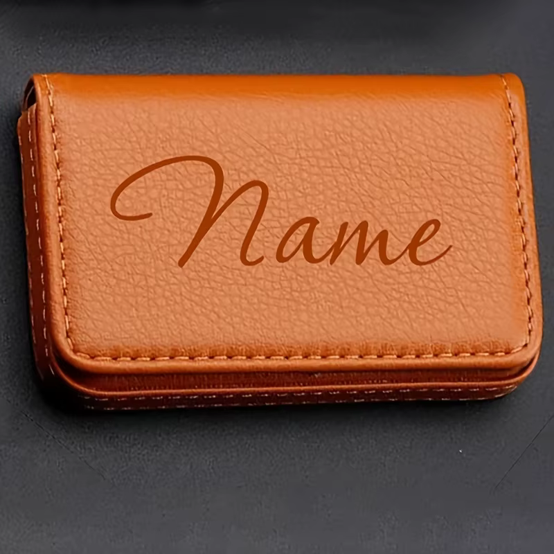 Porte-cartes de visite en cuir PU personnalisé avec fermeture magnétique, portefeuille en cuir PU pe
