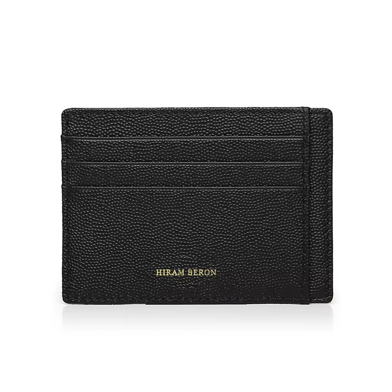 Hiram Beron-Porte-cartes de crédit en cuir personnalisé, cadeau de blocage RFID, colonne vertébrale,