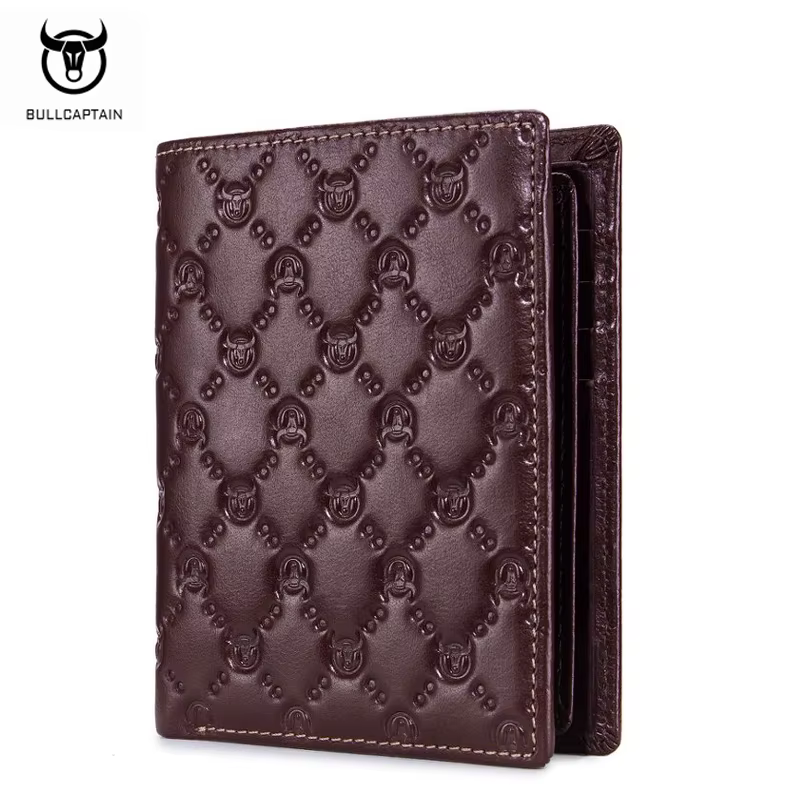 Portefeuille pour homme, cuir véritable, style vertical, portefeuille court, cuir de vachette premiè