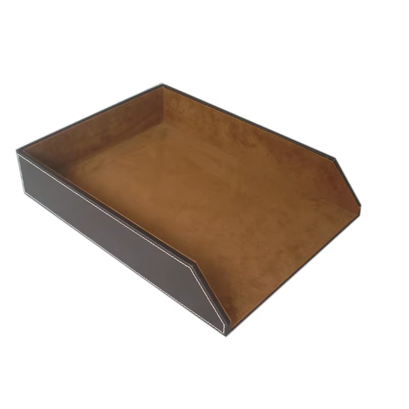 Plateau de fichiers monocouche d'affaires en cuir PU, support de conteneur divers de bureau, plaque