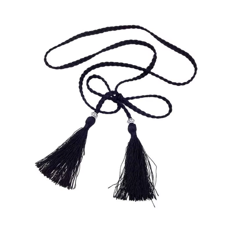 39BD – ceinture taille bohème pour femmes, glands délicats, décorations tressées pour robe d'été, ce