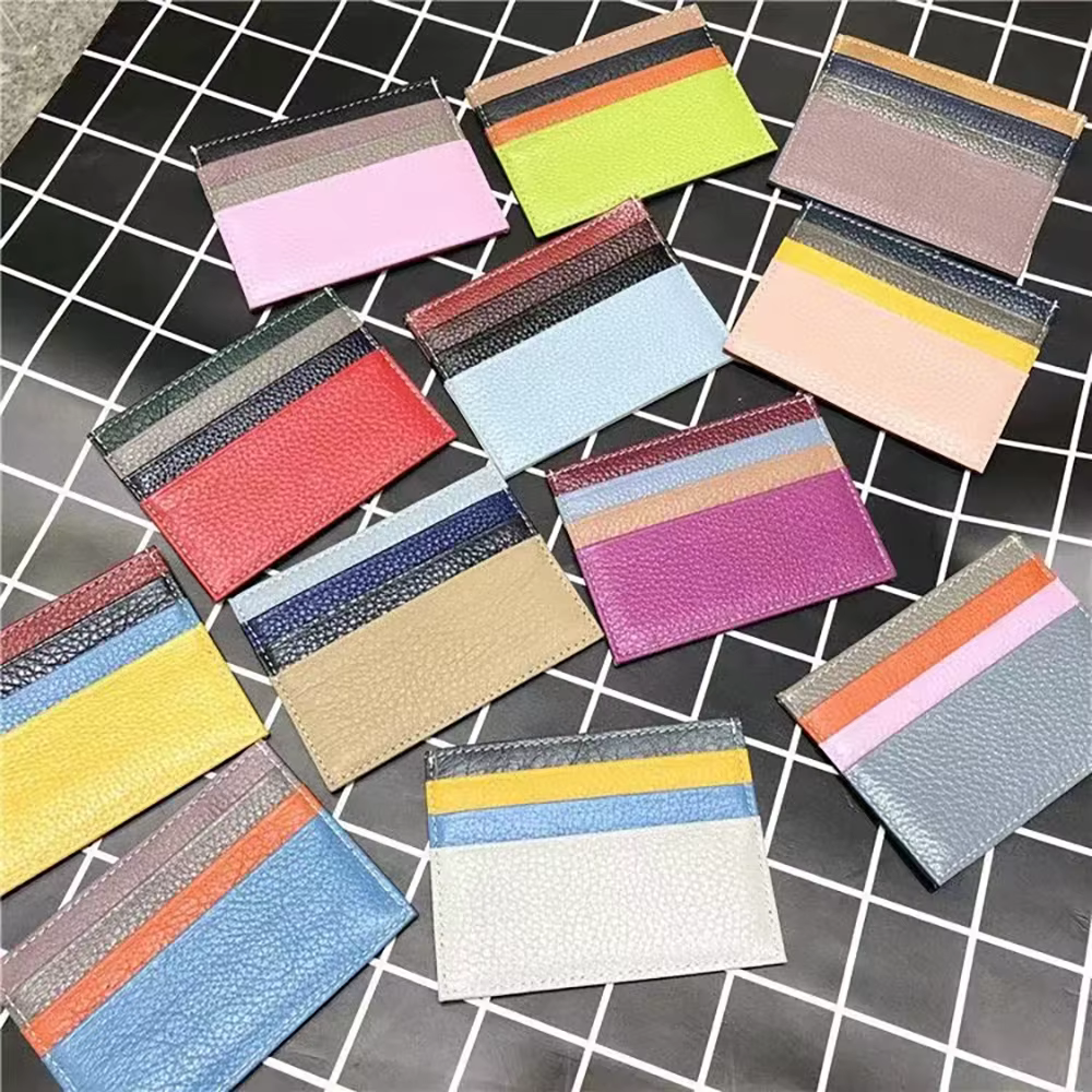 Porte-carte de crédit en cuir, porte-Initiale personnalisé, portefeuille fin, monogramme, nom, porte
