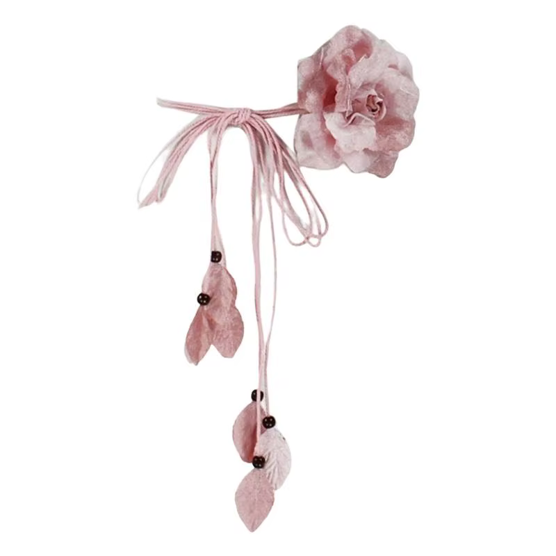 39BD – ceinture tressée pour femmes, fine, bohème, styliste, en mousseline soie, décor fleurs, ceint