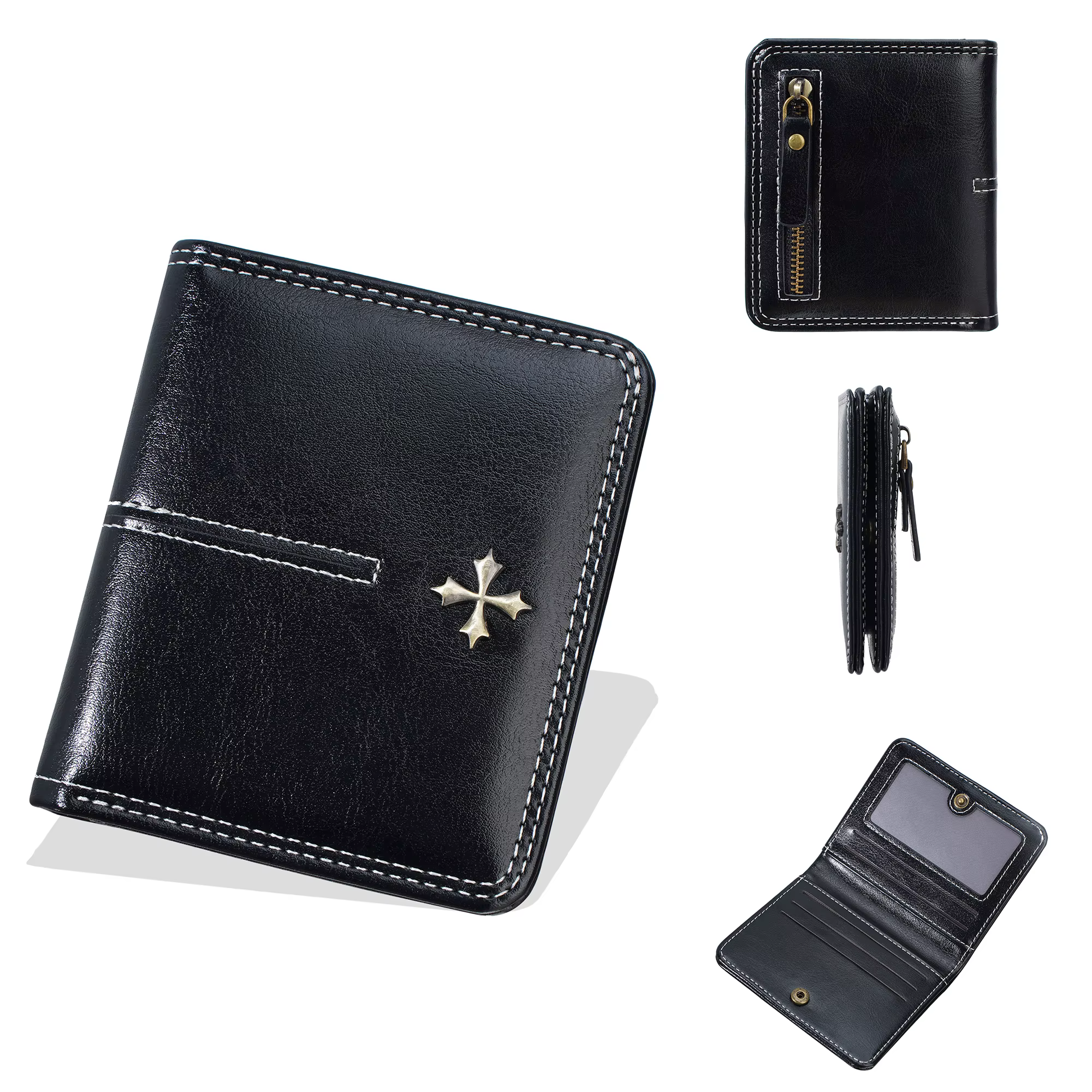 1 portefeuille ultra-fin pour femme, mini portefeuille court, porte-cartes à bouton-pression, 70 % d