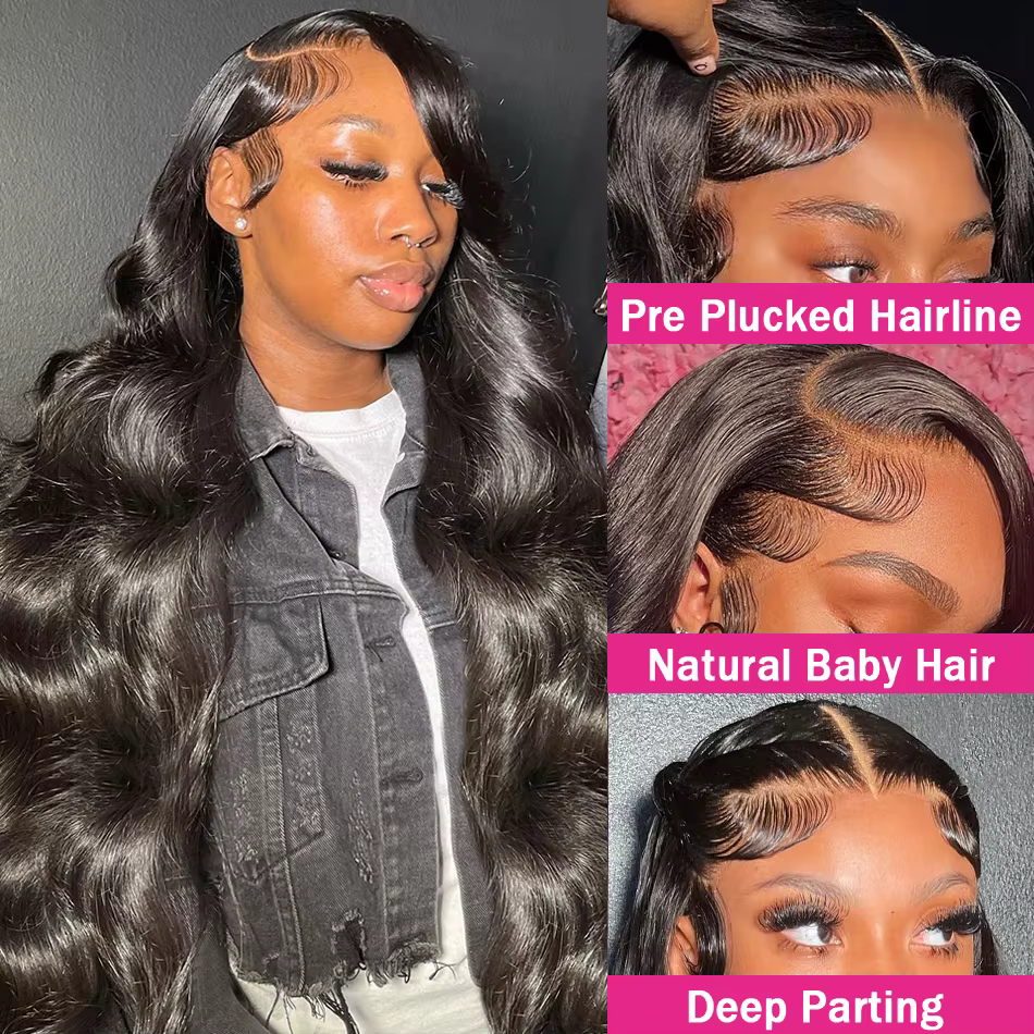 Perruque Lace Front Wig Body Wave Brésilienne Naturelle, Cheveux Bling, 13x4 13x6, Pre-Plucked, Tran