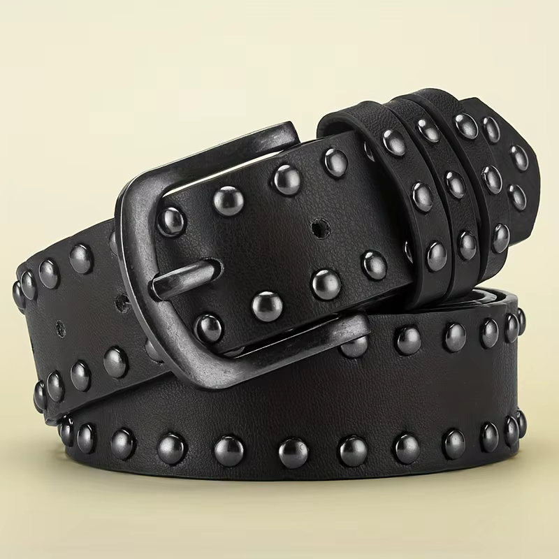 Ceinture pour hommes rétro fait vieille alliage aiguille boucle ceinture circulaire Rivet femmes cei