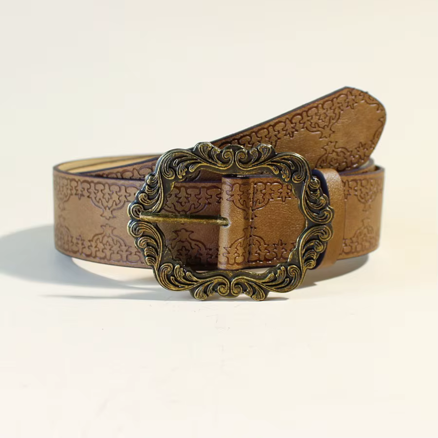 Ceinture vintage marron gaufrée style Hot Girl, ceinture de taille bohème pour femmes pour robes