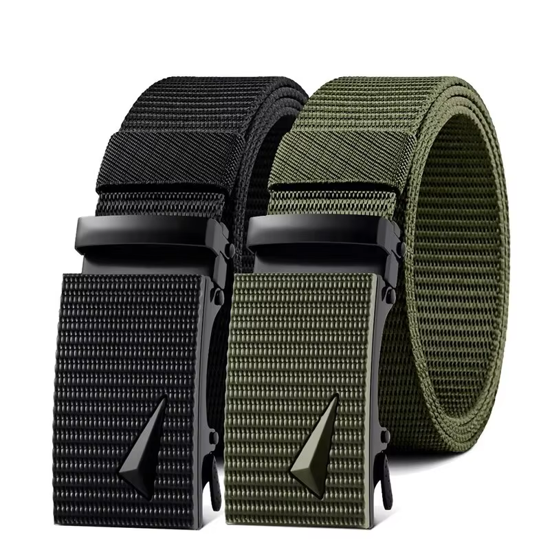 Ceinture de sport en toile automatique pour hommes, sangle en nylon, sangle en métal, travail en ple