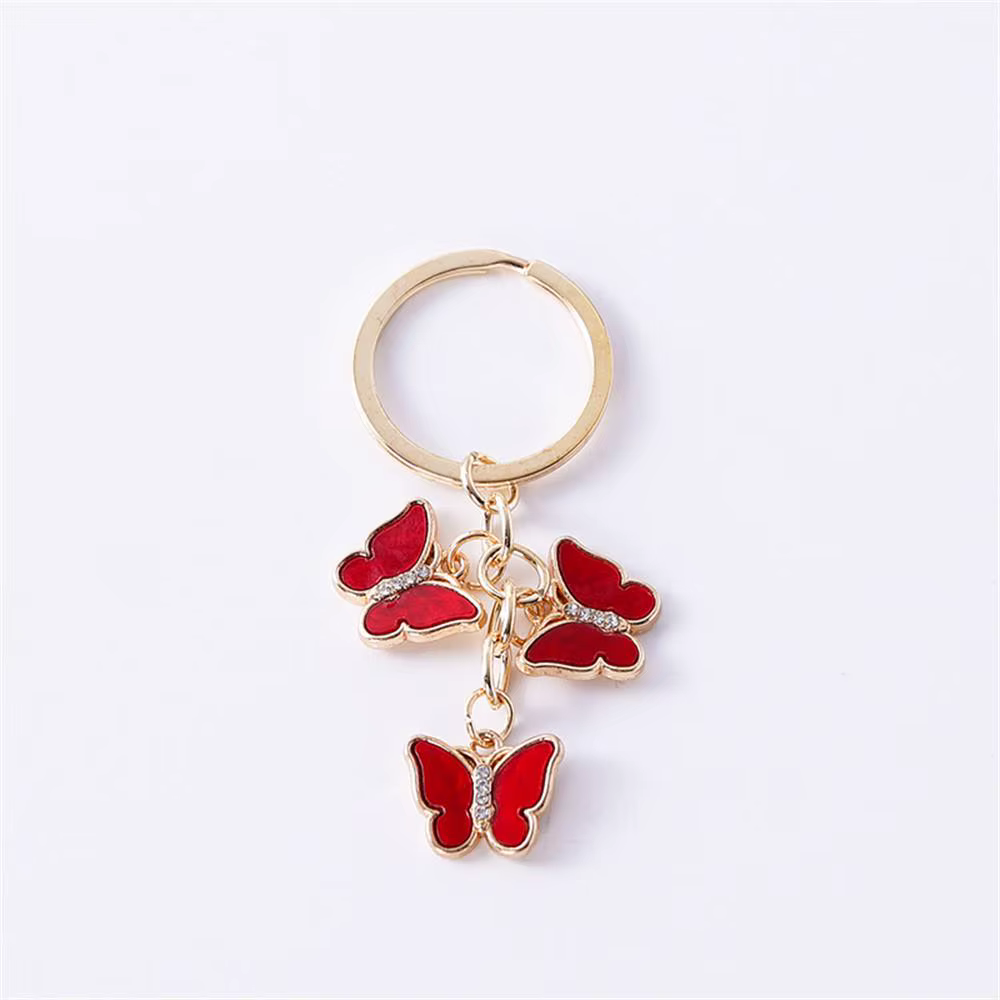 Porte-clés papillon en biscuits exquis pour femme, porte-clés insectes en émail mignon, pendentif po