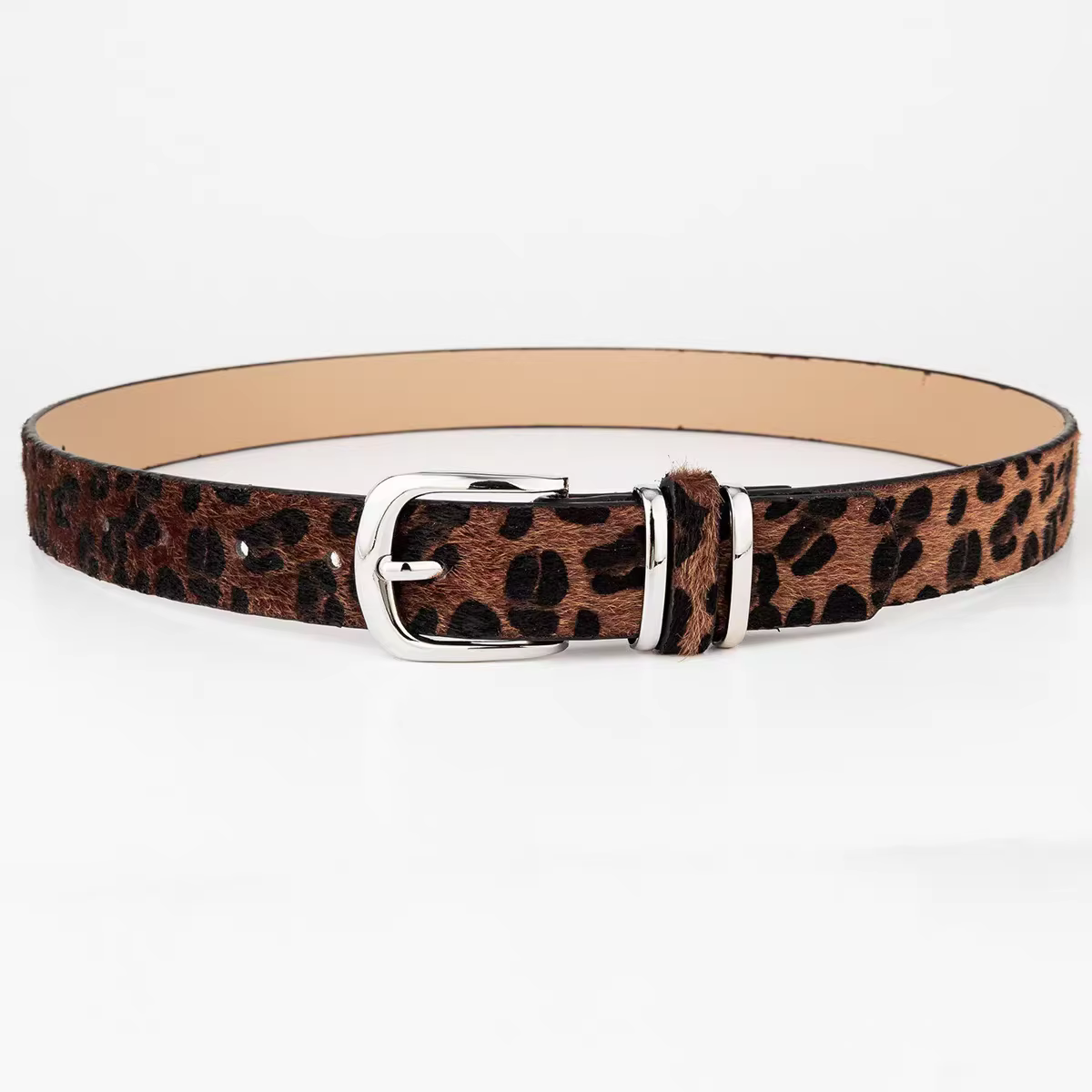 Ceinture rétro à motif léopard pour femmes, ceinture à boucle noire de haute qualité, tendance popul