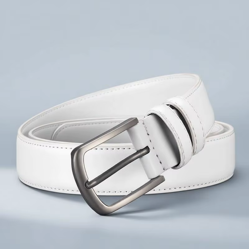 Ceinture formelle pour homme, blanche unie, classique et élégante. Vêtements décontractés pour affai